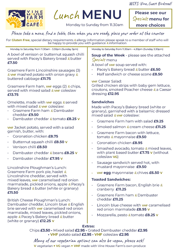 café - Lunch Menu 17.10.25 - Vine House Farm Lunch Menu 17.10.25 - café - Vine House Farm