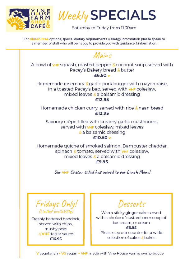 café - Specials Menu 25.10.25 1 - Vine House Farm Specials Menu 25.10.25 1 - café - Vine House Farm