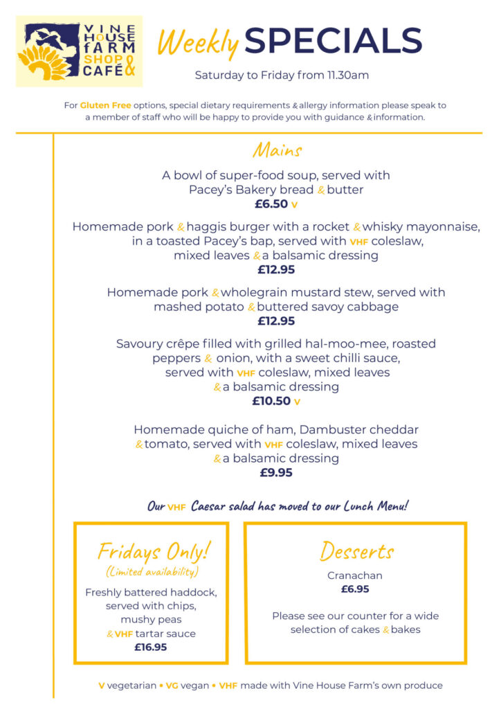 Specials Menu 24.01.26 - café - Vine House Farm