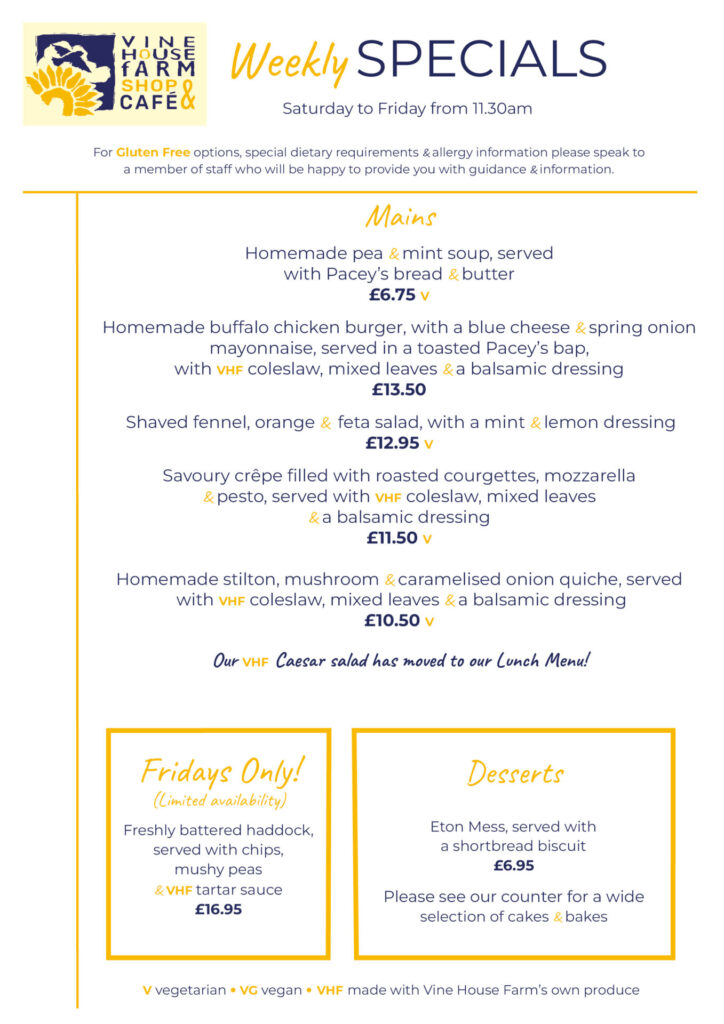Specials Menu 11.07.26 - café - Vine House Farm