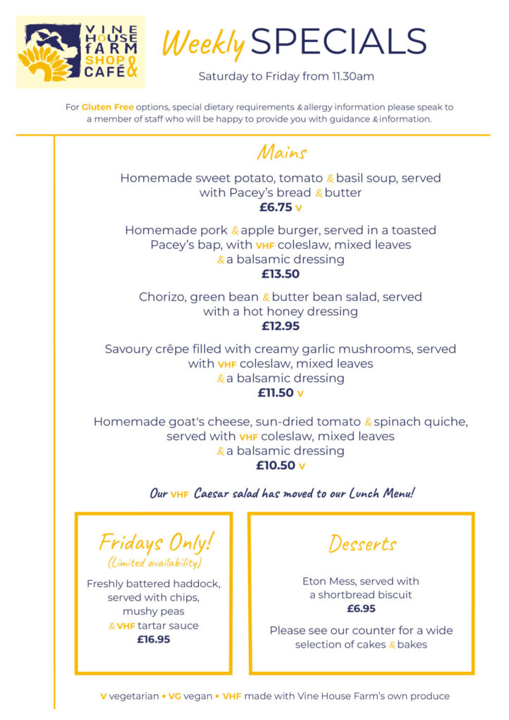 Specials Menu 25.7 7.8 - café - Vine House Farm